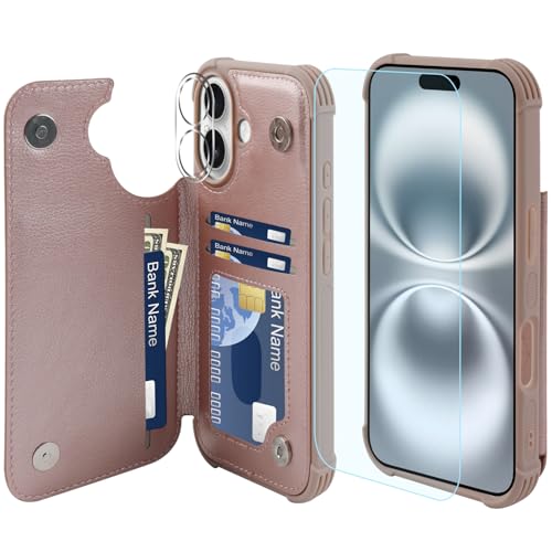 VANAVAGY iPhone 16 Plus Geldbörse Fall für Frauen und Männer, Leder Flip Folio Telefon Abdeckung passt magnetische Autohalterung mit Kreditkarteninhaber, Roségold VANAVAGY iPhone 16 Plus Geldbörse Fall für Frauen und Männer, Leder Flip Folio Telefon Abdeckung passt magnetische Autohalterung mit Kreditkarteninhaber, Roségold von VANAVAGY
