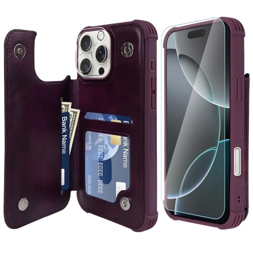 VANAVAGY iPhone 16 Pro Geldbörse Fall für Frauen und Männer, Leder Flip Folio Telefon Abdeckung passt magnetische Autohalterung mit Kreditkarteninhaber, Lila VANAVAGY iPhone 16 Pro Geldbörse Fall für Frauen und Männer, Leder Flip Folio Telefon Abdeckung passt magnetische Autohalterung mit Kreditkarteninhaber, Lila von VANAVAGY