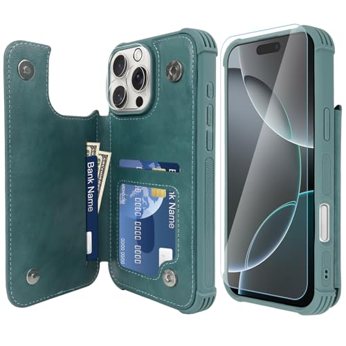 VANAVAGY iPhone 16 Pro Geldbörse Fall für Frauen und Männer, Leder Flip Folio Telefon Abdeckung passt magnetische Autohalterung mit Kreditkarteninhaber, Waldgrün VANAVAGY iPhone 16 Pro Geldbörse Fall für Frauen und Männer, Leder Flip Folio Telefon Abdeckung passt magnetische Autohalterung mit Kreditkarteninhaber, Waldgrün von VANAVAGY