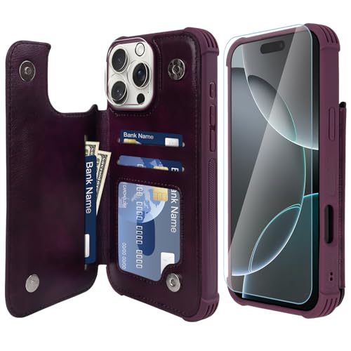 VANAVAGY iPhone 16 Pro Max Geldbörse Fall für Frauen und Männer, Leder Flip Folio Telefon Abdeckung passt magnetische Autohalterung mit Kreditkarteninhaber, Lila VANAVAGY iPhone 16 Pro Max Geldbörse Fall für Frauen und Männer, Leder Flip Folio Telefon Abdeckung passt magnetische Autohalterung mit Kreditkarteninhaber, Lila von VANAVAGY