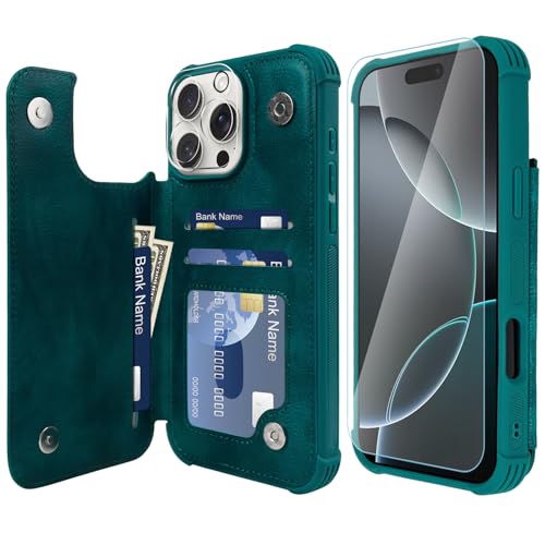 VANAVAGY iPhone 16 Pro Max Geldbörse Fall für Frauen und Männer, Leder Flip Folio Telefon Abdeckung passt magnetische Autohalterung mit Kreditkarteninhaber, Mitternachtsgrün VANAVAGY iPhone 16 Pro Max Geldbörse Fall für Frauen und Männer, Leder Flip Folio Telefon Abdeckung passt magnetische Autohalterung mit Kreditkarteninhaber, Mitternachtsgrün von VANAVAGY