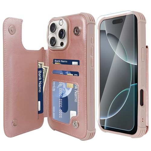 VANAVAGY iPhone 16 Pro Max Geldbörse Fall für Frauen und Männer, Leder Flip Folio Telefon Abdeckung passt magnetische Autohalterung mit Kreditkarteninhaber, Roségold VANAVAGY iPhone 16 Pro Max Geldbörse Fall für Frauen und Männer, Leder Flip Folio Telefon Abdeckung passt magnetische Autohalterung mit Kreditkarteninhaber, Roségold von VANAVAGY