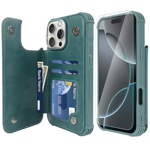 VANAVAGY iPhone 16 Pro Max Geldbörse Fall für Frauen und Männer, Leder Flip Folio Telefon Abdeckung passt magnetische Autohalterung mit Kreditkarteninhaber, Waldgrün VANAVAGY iPhone 16 Pro Max Geldbörse Fall für Frauen und Männer, Leder Flip Folio Telefon Abdeckung passt magnetische Autohalterung mit Kreditkarteninhaber, Waldgrün von VANAVAGY