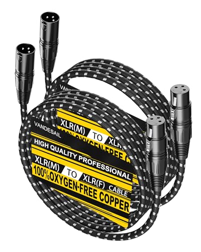 Vandesail XLR-Kabel, 1,8 m, 2 Stück, Mikrofonkabel, XLR-Stecker auf Buchse, symmetrisches Mikrofonkabel, 3-polig, 1,8 m kurzes Mikrofonkabel von VANDESAIL