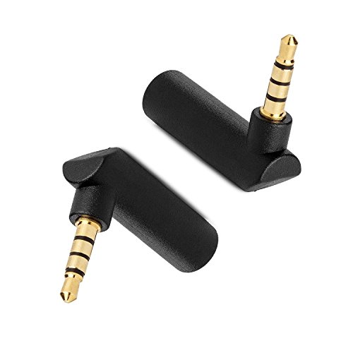 Winkel Adapter, VANDESAIL Winkeladapter Klinke 3.5mm Male zu Female Stecker Schwarz, 2 Stück 4 Polig Audio Klinke Adapter 3.5mm Klinke Stecker auf Buchse 90 Grad von VANDESAIL