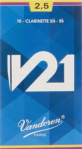 Vandoren CR8025 Blätter für B-Klarinette, Serie V21, Stärke 2,5, 10 Stück, Blau von VANDOREN