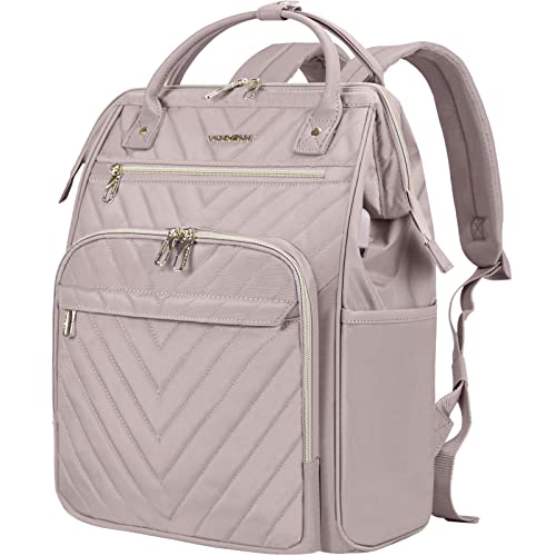 VANKEAN 17 Zoll Laptop Rucksack für damen Computer Arbeitstasche, große Kapazität wasserdichter Rucksack mit USB-Port/RFID Taschen, College Daypack Schultasche Business Travel Rucksack, Rosa von VANKEAN