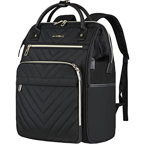 VANKEAN 17 Zoll Laptop Rucksack für damen herren Computer Arbeitstasche, große Kapazität, wasserdichter, mit USB-Port/RFID Taschen, College Daypack Schultasche Business Travel, schwarz von VANKEAN