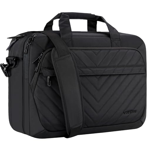 VANKEAN 17 Zoll Laptoptasche für Damen Herren Mode, TSA-freundliche Laptop tasche, wasserdichte Aktentasche für Geschäftsreisen, Schule, Arbeitstasche mit RFID-Fächern, Schwarz von VANKEAN