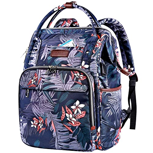 VANKEAN Laptop Rucksack Damen 15,6-16,2 Zoll mit USB-Ladeanschluss Arbeitsrucksack, Wasserdichter Schulrucksack Tagesrucksack Laptop Tasche für Frauen College/Reisen, Floral von VANKEAN