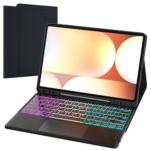 Tastatur Schutzhülle für Samsung Galaxy Tab S9 FE+/S9+/S10+ Plus: DEX-Modus mit einem Klick Schutzhülle mit Tastatur mit Regenbogen-Hintergrundbeleuchtung, 2 Kanäle Wireless Italienisch QWERTY von VANKEYPAD