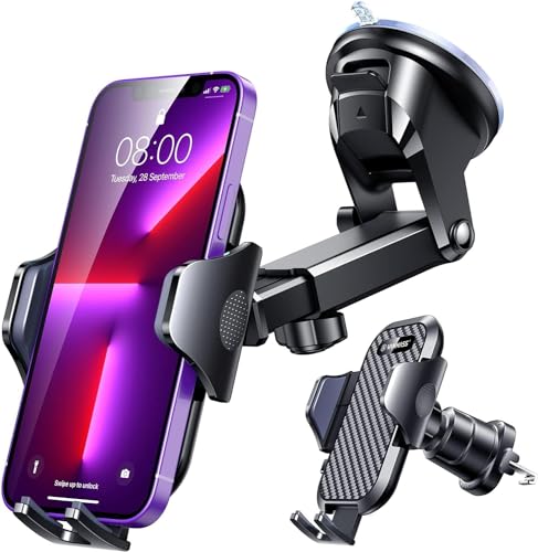 VANMASS 2025【Militär-Klasse】 Handyhalterung Auto Upgrade【Stärkste Saugnapf & Lüftungshaken】 4 in 1 Handy Halterung Auto 360° Drehbar Handyhalter Auto auf Armaturenbrett Scheibe für iPhone Samsung usw von VANMASS