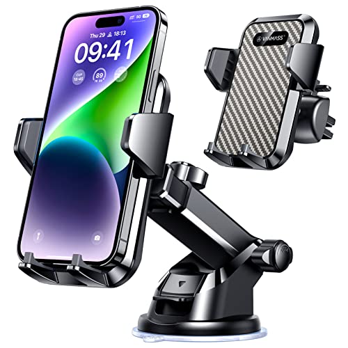 VANMASS Handyhalterung Auto Handyhalter fürs Auto 3 in 1 Kfz Handyhalterung Lüftung & Saugnapf Halter 100% Silikon Schutz Smartphone Halterung Auto für iPhone Samsung Huawei Mate LG von VANMASS