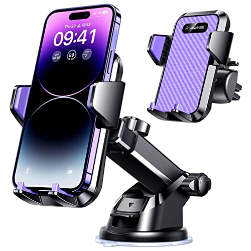 VANMASS Handyhalterung Auto Lüftung Elegantes violett Handy Halterung Auto 4 in 1 Handyhalter Auto Saugnapf 100% Kratzschutz Smartphone Halterung Auto für iPhone 15 Samsung Huawei Mate 60 pro LG usw von VANMASS