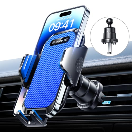 VANMASS Handyhalterung Auto Upgrade Patent Handyhalter Auto Lüftung Silikonschutz 100% Stabil Handy Autohalterung mit Haken 360°Drehbarer kfz Smartphone Halterung Auto für iPhone Samsung Huawei,Blau von VANMASS
