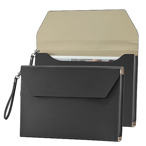 VANRA Fächermappe, Organizer, PU-Leder, Dokumentenhalter, Dokumententasche, Umschlag, Portfolio-Tasche mit Handschlaufe und Magnetverschluss, für A4-Papier (schwarz) von VANRA