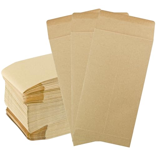VANRA Kraftpapier-Münzumschläge, Samen-Umschläge, Geldumschläge, Kleinteile-Umschläge mit gummierter Klappe für Gehaltsabrechnung, Geld, Münzen, Währung (8,9 x 16,5 cm), 150 Stück von VANRA
