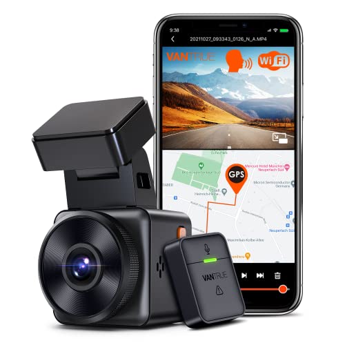 VANTRUE E1 2.7K Dashcam Mini Auto WiFi GPS, 2.5K 1440P/60FPS Dash Cam Fernbedienung Sprachsteuerung, 24Std. Puffer Parküberwachung, HDR Super Nachtsicht, 1.54 Zoll 160°Versteckte Autokamera, max. 1TB von VANTRUE