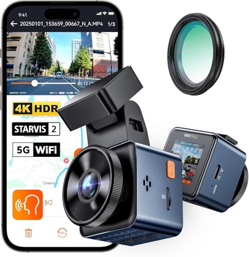 VANTRUE E1 Pro 4K HDR STARVIS 2 Dashcam Auto vorne, 5Ghz WLAN Mini Dash Cam mit CPL, GPS Sprachbefehle, 15Sek. Puffer Parküberwachung, Prima Nachtsicht, 1.54 Zoll 160°Versteckte Autokamera, max. 1TB von VANTRUE