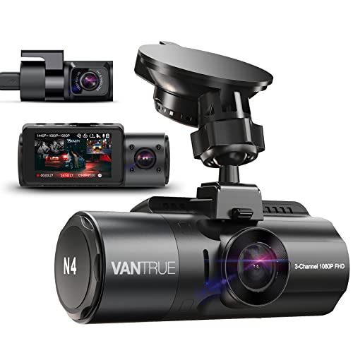 VANTRUE N4 3 Lens 4K Dashcam Auto 2.5K+ 2.5K+ 1080P vorne hinten innen, HDR/ 30FPS Kamera, 3 Channel Bewegungsüberwachung Dash Cam Infrarot Nachtsicht, 2.45” Hitzebeständig, Max 512GB von VANTRUE