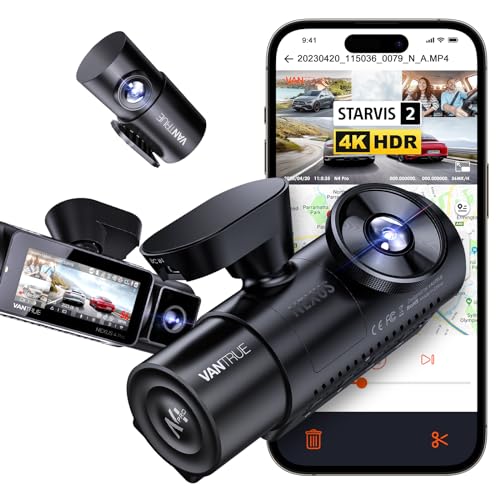 VANTRUE N4 Pro 5G WiFi Dashcam Auto 4K+ 1080P+ 1080P/ 3 HDR, STARVIS 2 Dash Cam Privatsphäre-Modi und Puffer Parküberwachung Auto Kamera IR Sternenlicht-Nachtsicht, Sprachbefehl, GPS, 2.45” Max 512GB von VANTRUE