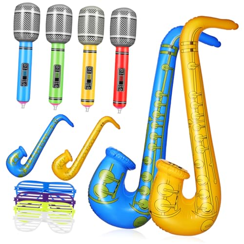 VANZACK 12Stücke Aufblasbare Instrumente Party Requisiten Saxophone Mikrofone Brillen Aus Tanzflächen Und Rock Partys Aufblasbares von VANZACK