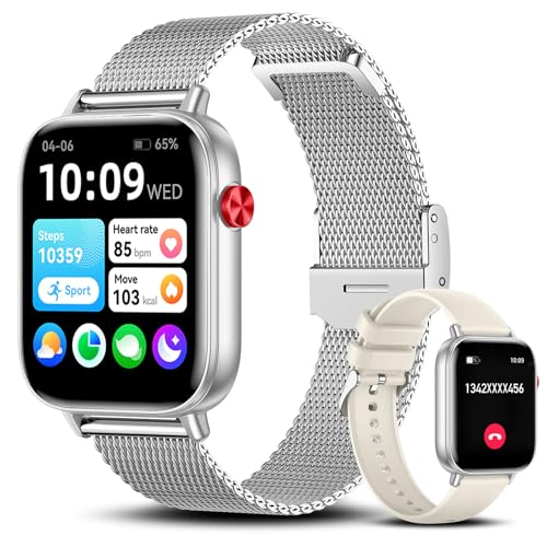 VANZAVANZU Smartwatch für Männer und Frauen mit silbernem Gehäuse, 1,83" Fitness-Tracker, Herzfrequenzmonitor/Schlaftracker/Schrittzähler, über 100 Sportmodi, kompatibel mit Android & iOS von VANZAVANZU