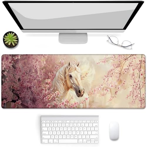 VANZEV Cherry Blossom Horse Gaming-Mauspad, Mauspad, Schreibtischmatte, rutschfeste Gummiunterseite, Mauspads für Computer, Laptop, Büro, Schule, Heimzubehör, Dekoration, Geschenke, 80 x 30 cm VANZEV Cherry Blossom Horse Gaming-Mauspad, Mauspad, Schreibtischmatte, rutschfeste Gummiunterseite, Mauspads für Computer, Laptop, Büro, Schule, Heimzubehör, Dekoration, Geschenke, 80 x 30 cm von VANZEV