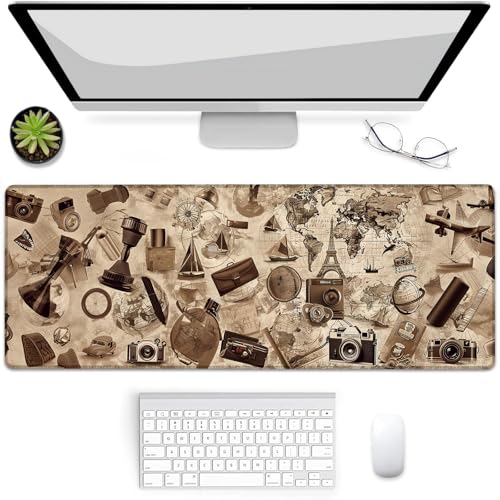 VANZEV Vintage-Reise-Gaming-Mauspad, Mauspad, Schreibtischmatte, rutschfeste Gummiunterseite, Mauspads für Computer, Laptop, Büro, Schule, Heimzubehör, Dekoration, Geschenke, 80 x 30 cm VANZEV Vintage-Reise-Gaming-Mauspad, Mauspad, Schreibtischmatte, rutschfeste Gummiunterseite, Mauspads für Computer, Laptop, Büro, Schule, Heimzubehör, Dekoration, Geschenke, 80 x 30 cm von VANZEV