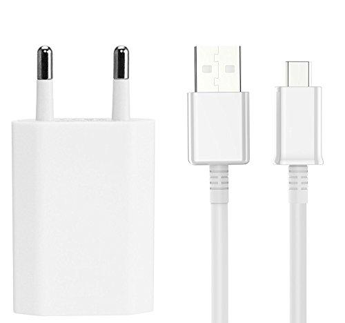 VAPIAO Ladeset Micro USB [Ladekabel und Netzteil] Ladeset 1 Meter Set passend für Huawei, Nokia, Galaxy S3, S4, S5, S6, S7, P u.v.m in weiß von VAPIAO