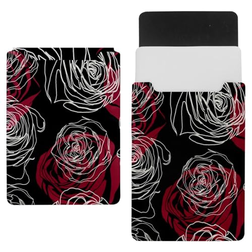 Laptop-Hülle, Tragetasche, Schutzhülle, 1,239,5 cm, wasserdicht, schmal, für Tablet, Notebook, Rosenblüten auf Schwarz von VAPOKF