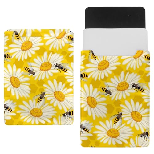 Laptop-Hülle, Tragetasche, Schutzhülle, wasserdicht, schmal, für Tablet, Notebook, Bienen auf weißen Gänseblümchen von VAPOKF