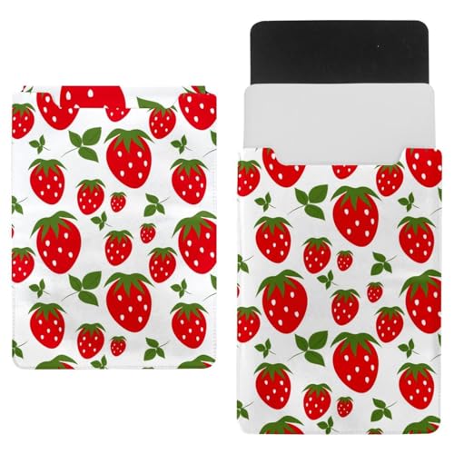 Laptop-Hülle, Tragetasche, Schutztasche, 1,239,5 cm, wasserdicht, schmal, für Tablet, Notebook, nahtloser Erdbeer-Hintergrund von VAPOKF