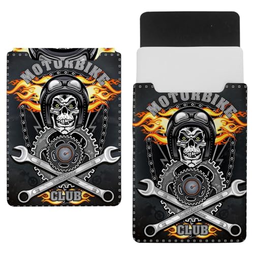 Laptop-Hülle, Tragetasche, Schutztasche, 172,7 cm, wasserdicht, schmal, für Tablet, Notebook, Vintage-Motorrad-Totenkopf von VAPOKF