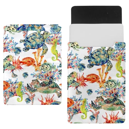 Laptop-Hülle, Tragetasche, Schutztasche, 916,9 cm (36 Zoll), wasserdicht, schmal, für Tablet, Notebook, Schildkröte, Seepferdchen, Fische und Seetang von VAPOKF