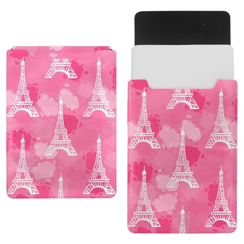 Laptop-Schutzhülle, Schutzhülle, 1,239,5 cm, wasserdicht, schmal, für Tablet, Notebook, Aquarell-rosa Eiffelturm-Muster von VAPOKF