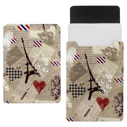 Laptophülle, Tragetasche, Schutzhülle, wasserdicht, schmal, für Tablet, Notebook, Vintage-Karte mit Pais-Turm-Herz von VAPOKF