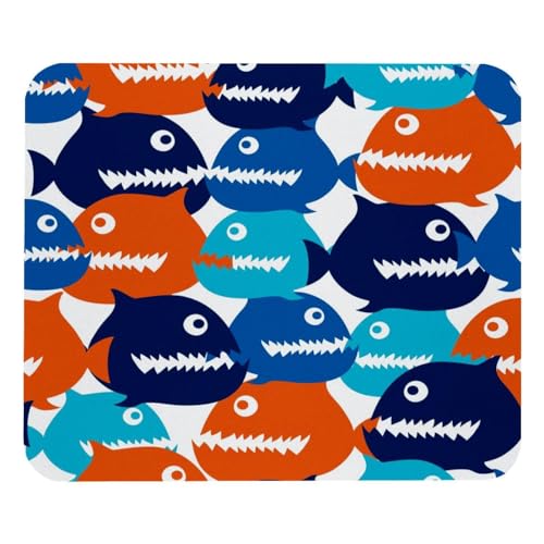 VAPOKF Cartoon-Mauspad, buntes Piranha-Fisch-Mauspad, quadratisches Mauspad für Büro-Laptop, rutschfeste Gummiunterseite, Gaming-Mauspad, 21,1 x 24,9 cm VAPOKF Cartoon-Mauspad, buntes Piranha-Fisch-Mauspad, quadratisches Mauspad für Büro-Laptop, rutschfeste Gummiunterseite, Gaming-Mauspad, 21,1 x 24,9 cm von VAPOKF