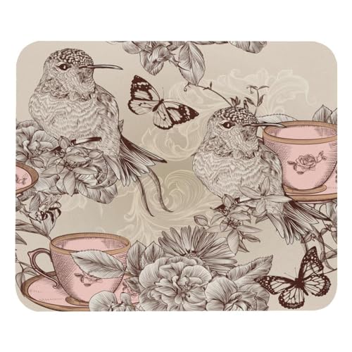 VAPOKF Gaming-Mauspad, Kaffeetasse, Vögel, Schmetterling und Blumen, Druck-Mauspad für Schreibtisch, Heimbüro, rutschfeste Gummiunterseite, Tastatur-Pad, Laptop-Schreibtischunterlage VAPOKF Gaming-Mauspad, Kaffeetasse, Vögel, Schmetterling und Blumen, Druck-Mauspad für Schreibtisch, Heimbüro, rutschfeste Gummiunterseite, Tastatur-Pad, Laptop-Schreibtischunterlage von VAPOKF