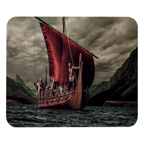 VAPOKF Gaming-Mauspad, Segelboot, Wikinger-Drucke, Mauspad für Schreibtisch, Heimbüro, rutschfeste Gummiunterseite, Tastatur-Pad, Laptop-Schreibtischunterlage von VAPOKF