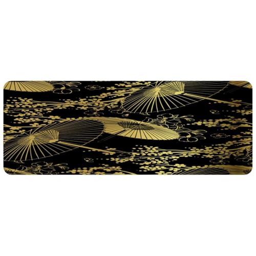 VAPOKF Gaming-Mauspad, großes Mauspad für Schreibtisch, Heimbüro, rutschfeste Gummiunterseite, Tastatur-Pad, Laptop-Schreibtischunterlage, 79,5 x 30 x 0,2 cm, chinesischer Traditionsschirm und von VAPOKF
