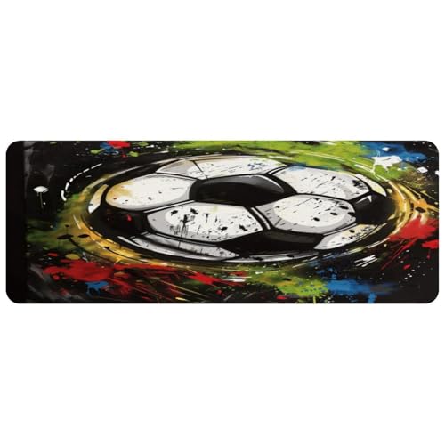VAPOKF Gaming-Mauspad, großes Mauspad für Schreibtisch, Heimbüro, rutschfeste Gummiunterseite, Tastatur-Pad, Laptop-Schreibtischunterlage, Mauspad, 79,5 x 30 x 0,2 cm, Grunge-Fußball VAPOKF Gaming-Mauspad, großes Mauspad für Schreibtisch, Heimbüro, rutschfeste Gummiunterseite, Tastatur-Pad, Laptop-Schreibtischunterlage, Mauspad, 79,5 x 30 x 0,2 cm, Grunge-Fußball von VAPOKF
