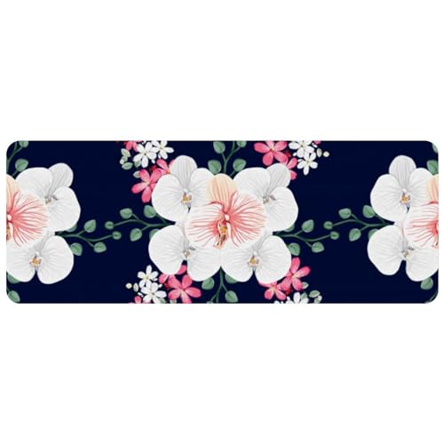 VAPOKF Gaming-Mauspad, großes Mauspad für Schreibtisch, Heimbüro, rutschfeste Gummiunterseite, Tastatur-Pad, Laptop-Schreibtischunterlage, Mauspad, 79,5 x 30 x 0,2 cm, rosa Wilde Orchidee von VAPOKF