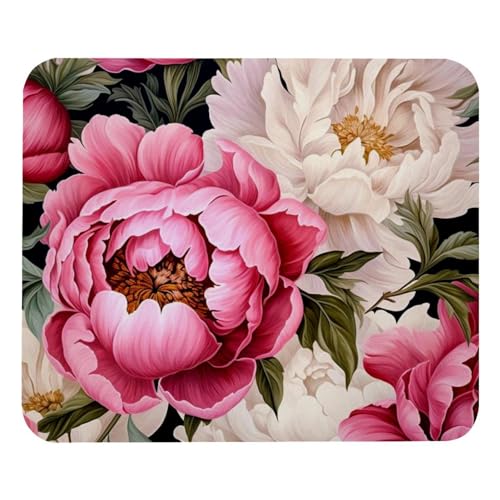 VAPOKF Mauspad mit Pfingstrosen, quadratisches Mauspad für Büro-Laptop, rutschfeste Gummiunterseite, Gaming-Mauspad, 21,1 x 24,9 cm, Rosa und Weiß VAPOKF Mauspad mit Pfingstrosen, quadratisches Mauspad für Büro-Laptop, rutschfeste Gummiunterseite, Gaming-Mauspad, 21,1 x 24,9 cm, Rosa und Weiß von VAPOKF