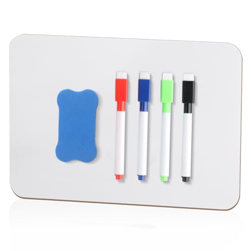 STK Whiteboard Klein A4, Dry Erase Board 21x30 cm, Tragbares Doppelseitiges Blanko Mini White Board Mit 4 Stifte & 1 Radiergummi, Für Klassenzimmer, Zuhause, Büro von VARHHUXHA