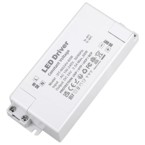 VARICART LED Trafo 24V 60W, Transformator 230V Auf 24 Volt DC 2500mA Adapter, Konstante Spannung Treiber Netzteil, Niedervolttrafo für Lichtbänder und Glühbirnen G4, MR11, MR16 VARICART LED Trafo 24V 60W, Transformator 230V Auf 24 Volt DC 2500mA Adapter, Konstante Spannung Treiber Netzteil, Niedervolttrafo für Lichtbänder und Glühbirnen G4, MR11, MR16 von VARICART