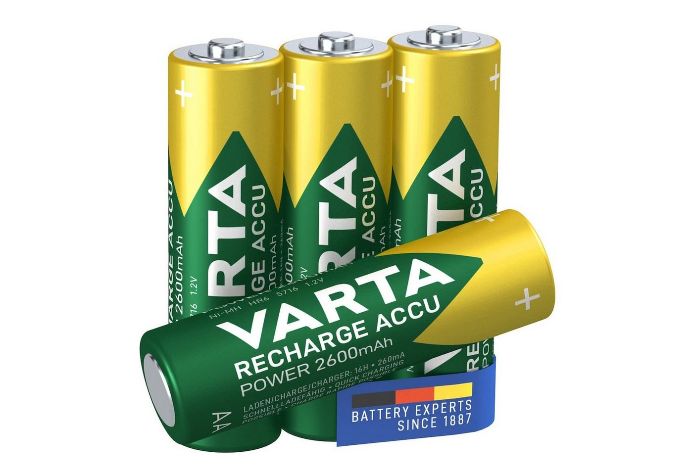 VARTA Ready2use Batterie, HR06 (1,2 V, 4 St), Ni-MH, [ Mignon / AA / R06 ] 2600 mAh, Ready To Use Technologie von VARTA