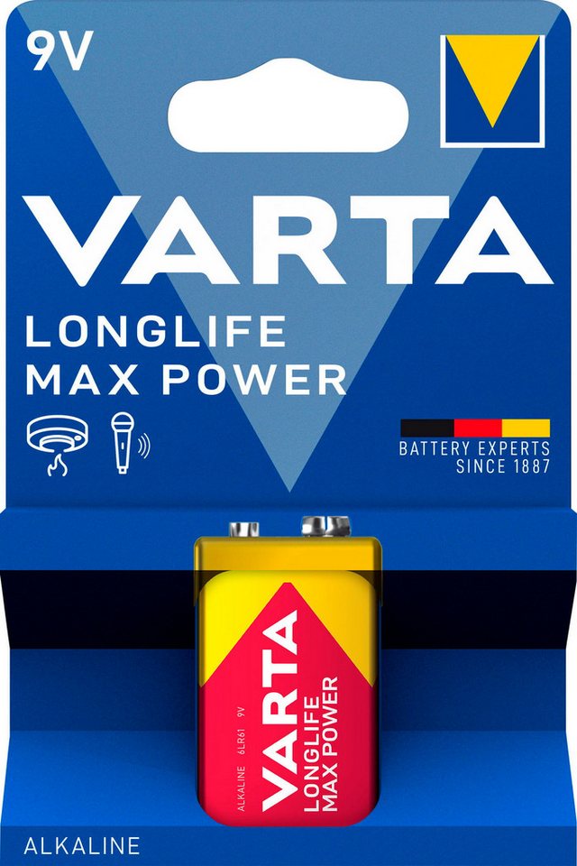 VARTA 1 Varta 4722 Longlife Max Power 9V Block Alkaline Batterie Blister Batterie von VARTA
