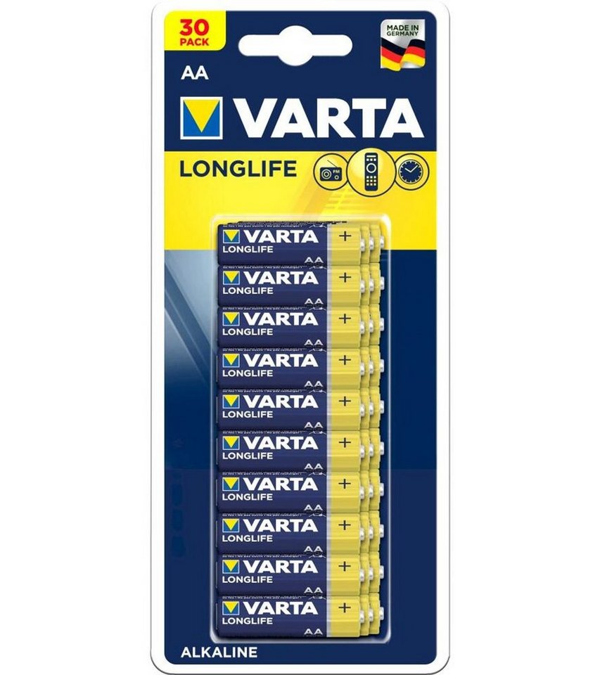 VARTA 12x 30er-Packung Longlife Alkaline-Batterien LR6 AA 1,5V Großpackung 3 Batterie, (360 St) von VARTA