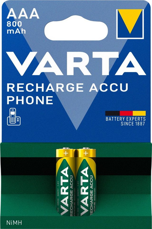 VARTA 2 58398 Akku AAA 800mAh Phone Nickel-Metall-Hydrid im 2er Blister Akkupacks VARTA 2 58398 Akku AAA 800mAh Phone Nickel-Metall-Hydrid im 2er Blister Akkupacks von VARTA